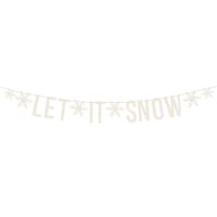 DIY-Girlande mit Glitter-Schneeflocken Let it snow weiß 13x170cm