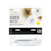 Deko Rosetten Papier 4er Set weiß goldfarbig versch. Größen