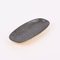 Kleiner Teller oval Glamour Porzellan goldfarbig schwarz 25x11.5cm versch. Varianten