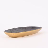 Kleiner Teller oval Glamour Porzellan goldfarbig schwarz 25x11.5cm versch. Varianten