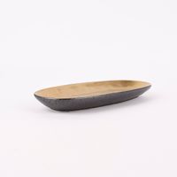 Kleiner Teller oval Glamour Porzellan goldfarbig schwarz 25x11.5cm versch. Varianten