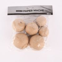 Creativ Company Dekokugeln 6 Stück verschieden groß Pappmaché natur 4+5+6cm