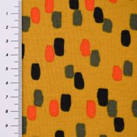 Sweatstoff Soft Sweat Tupfen Pinselstriche ocker grau schwarz orange 1