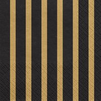 Serviette Streifen schwarz gold 33x33cm 3lagig 20 Stück