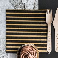 Serviette Streifen schwarz gold 33x33cm 3lagig 20 Stück