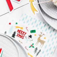 Serviette Weihnachtsbäume weiß grün 33x33cm 3lagig 20 Stück