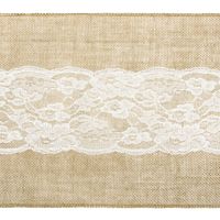 Deko Tischband Jute Sackleinen r Spitzenborte natur weiß 0.28x2.75m