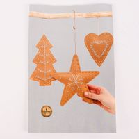 Creativ Company Weihnachtsbastelset für 3 Lederpapierhänger natur