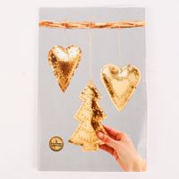 Creativ Company Weihnachtsbastelset für 3 Lederpapierhänger goldfarbig