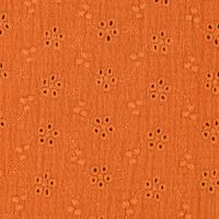 Double Gauze Musselin Lochstickerei Blumen Ranken uni orange 1.20m