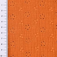 Double Gauze Musselin Lochstickerei Blumen Ranken uni orange 1.20m