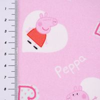 Baumwollstoff Organic Bio Popeline Peppa Wutz Herzen rosa 1.50m Breite