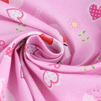 Baumwollstoff Organic Bio Popeline Peppa Wutz Herzen rosa 1.50m Breite