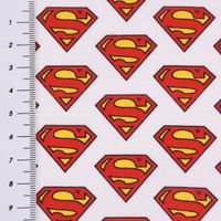 Baumwollstoff Organic Bio Popeline Superman™© Logo weiß 1.50m Breite