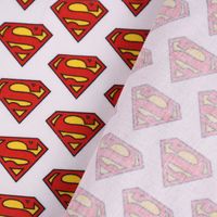 Baumwollstoff Organic Bio Popeline Superman™© Logo weiß 1.50m Breite