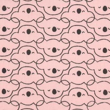 Baumwollstoff MIKOA Koala Kopf rosa dunkelgrau 1.50m Breite