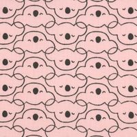 Baumwollstoff MIKOA Koala Kopf rosa dunkelgrau 1.50m Breite