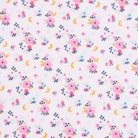 Baumwollstoff FLEDI Blümchen Sterne Mond weiß rosa blau ocker 1.50m