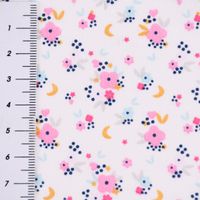 Baumwollstoff FLEDI Blümchen Sterne Mond weiß rosa blau ocker 1.50m