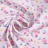 Baumwollstoff FLEDI Blümchen Sterne Mond weiß rosa blau ocker 1.50m