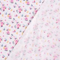 Baumwollstoff FLEDI Blümchen Sterne Mond weiß rosa blau ocker 1.50m
