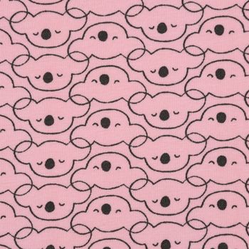 Baumwolljersey Jersey MIKOA Koala Kopf rosa dunkelgrau 1.5m Breite