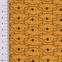 Baumwolljersey Jersey MIKOA Koala Kopf ocker dunkelgrau 1.5m Breite
