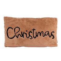 Freisteller Deko Weihnachtskissen Christmas aus Plüsch braun 30x50cm