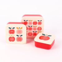 Brotzeit-Dose Apfel 3er Set rot creme 12x5.5cm