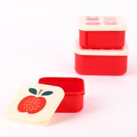 Brotzeit-Dose Apfel 3er Set rot creme 12x5.5cm