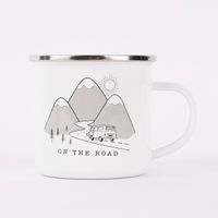 Sass & Belle Emaille Tasse On the Road weiß schwarz 250ml