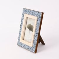 Sass & Belle Bilderrahmen Wellenmuster Shabby-Optik Holz weiß braun blau 18.5x23.5cm