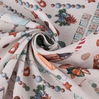 Dekostoff Kryst Merry Christmas Perlenschnur natur mint 1.40m Breite