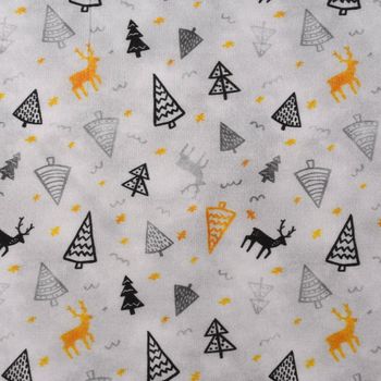 Baumwollstoff Digitaldr. Trees Hirsche Weihnachtsbäume grau schwarz g