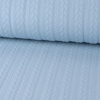 Bekleidungsstoff Cably Zopfmuster einfarbig hellblau 1.5m Breite