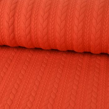 Bekleidungsstoff Cably Zopfmuster einfarbig dunkelorange 1.5m Breite