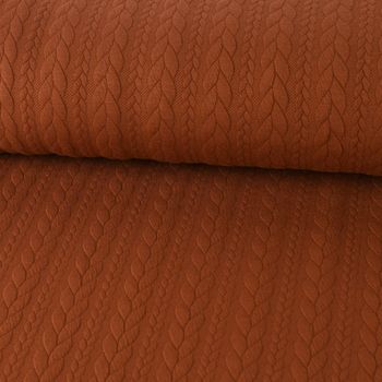 Bekleidungsstoff Cably Zopfmuster einfarbig rostbraun 1.5m Breite