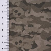 Baumwollstoff Organic Bio Popeline Camouflage Totenköpfe grau 1.50m