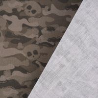 Baumwollstoff Organic Bio Popeline Camouflage Totenköpfe grau 1.50m