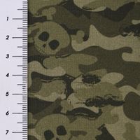 Baumwollstoff Organic Bio Popeline Camouflage Totenköpfe grün 1.50m