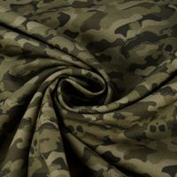 Baumwollstoff Organic Bio Popeline Camouflage Totenköpfe grün 1.50m
