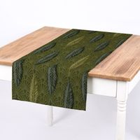 SCHÖNER LEBEN. Tischläufer Art Déco Blätter Fächer grün dunkle Sei