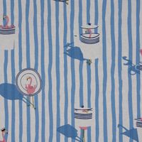SCHÖNER LEBEN. Tischläufer Canvas Flamingo Streifen maritim hellblau