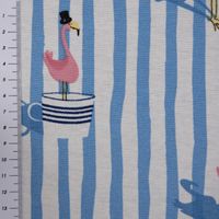 SCHÖNER LEBEN. Tischläufer Canvas Flamingo Streifen maritim hellblau