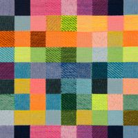 SCHÖNER LEBEN. Tischläufer Jacquard Kästchen Pixel Neon Farben bunt