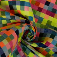 SCHÖNER LEBEN. Tischläufer Jacquard Kästchen Pixel Neon Farben bunt