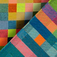 SCHÖNER LEBEN. Tischläufer Jacquard Kästchen Pixel Neon Farben bunt