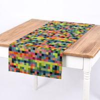 SCHÖNER LEBEN. Tischläufer Jacquard Kästchen Pixel Neon Farben bunt