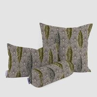 SCHÖNER LEBEN. Kissenhülle Art Déco Blätter Fächer creme grün