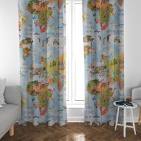 SCHÖNER LEBEN. Vorhang Adventure Rainbow Weltkarte bunt 245cm